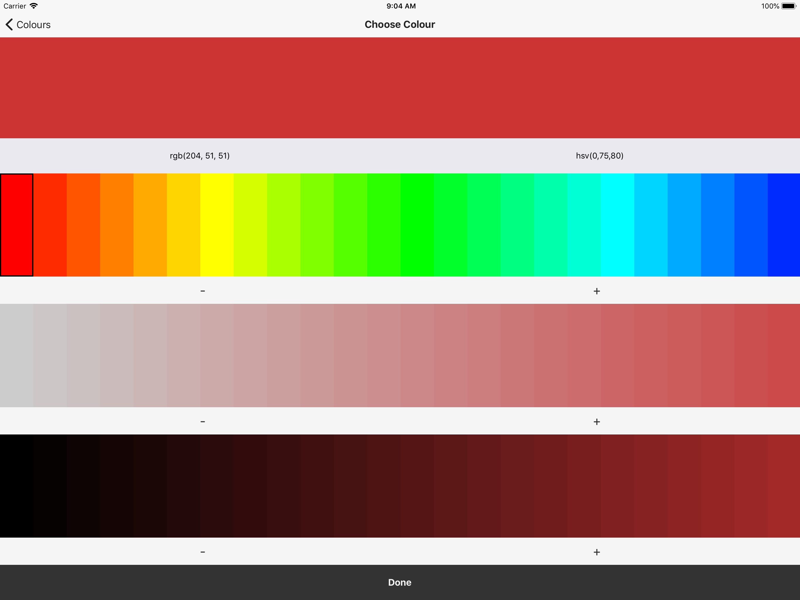 touchscreen first colour picker